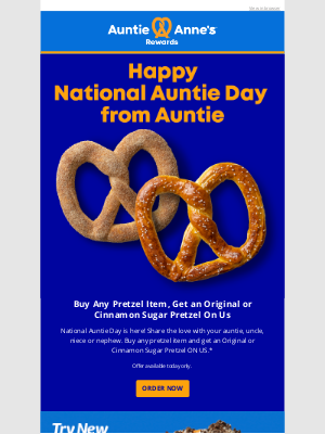 Auntie Anne's - BOGO for Auntie Day 🥨🥨