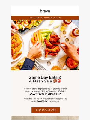 Brava - A Flash Sale & Game Day Eats 🚨🏈