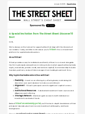 benzinga partners - A Special Invitation from The Street Sheet: Discover 10 East