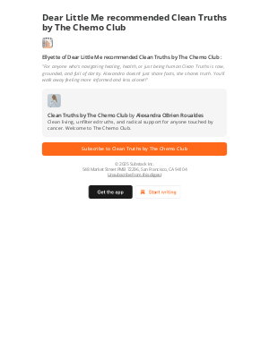 Dear Little Me recommended Clean Truths by The Chemo Club