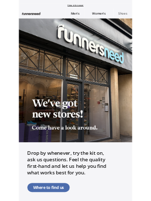 Runners Need (United Kingdom) - New stores. Same great gear.