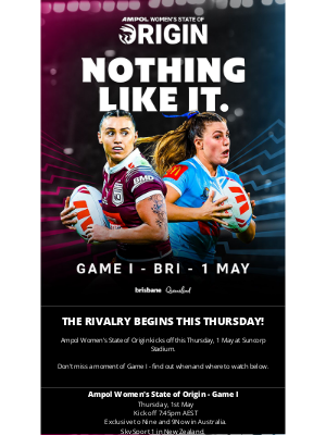 NSW Rugby League (Australia) - When & Where to Watch 📺 Ampol Women's State of Origin - Game I
