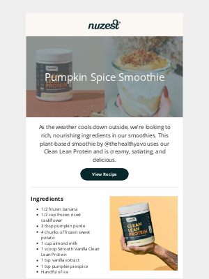 Nuzest USA - Pumpkin Spice Smoothie Recipe