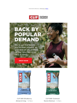 Clif Bar & Co. - Guess Who’s Back? See Which Clif Bar Favorites Are Back in Stock.