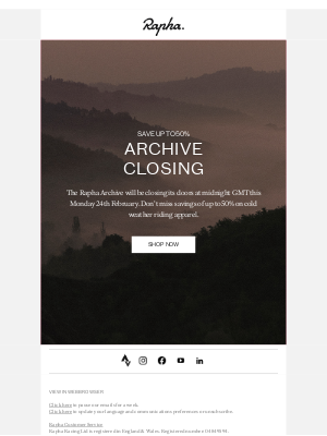 Rapha - Archive closing: Don't miss out