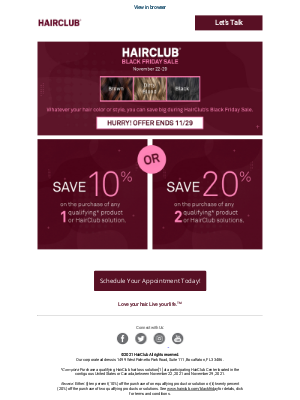 Hair Club - Black Friday Savings | Up to 20% off