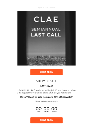 CLAE - FINAL HOURS! SEMIANNUAL SALE