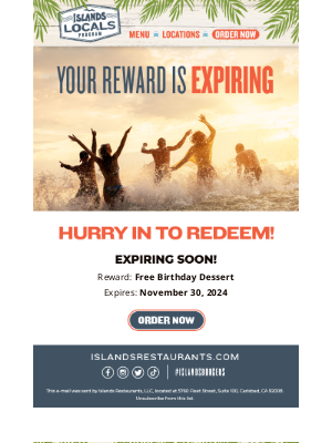 Islands Restaurants - ⏰ Hurry in! Your reward is expiring... ⏰