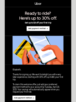 Uber - 🚗 Save 30% (up to $8) on your first trip