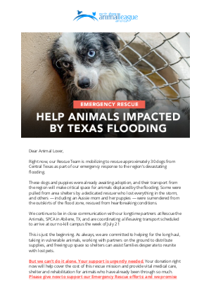 Animal League - EMERGENCY: Help Animals Impacted by Texas Flooding