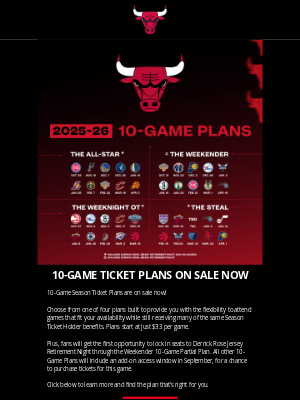 Chicago Bulls - 10-Game Plans On Sale Now