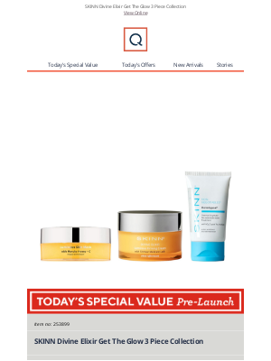QVC (United Kingdom) - See Today's Special Value Pre-Launch: SKINN Divine Elixir Get The Glow 3 Piece Collection