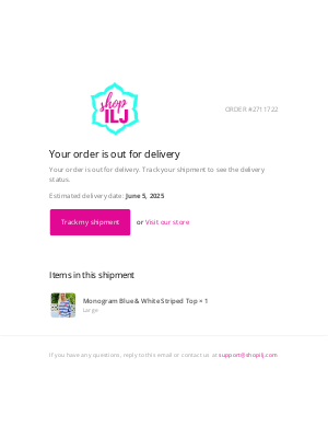 I Love Jewelry - A shipment from order #2711722 is out for delivery