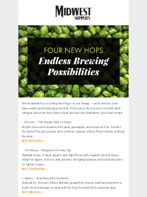 Midwest Supplies - Four new hops, endless brewing possibilities ♾️