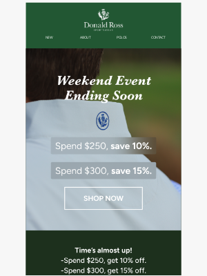 Donald Ross Sportswear - Don’t Miss Out — Weekend Savings End Soon!