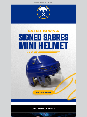 Pegula Sports and Entertainment - Enter to win a signed mini helmet when you sign up for Sabres Texts 📲