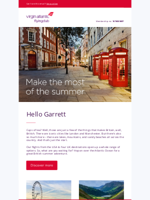 Virgin Atlantic (UK) - Experience summer in the UK