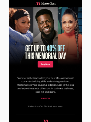Memorial Day sale! Save up to 40% off