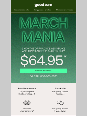 Good Sam - 🏆 Your Best Play: 6 months of Roadside Assistance + TravelAssist for less than 37¢ a day!