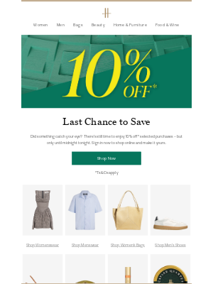 Harrods (United Kingdom) - Final hours: 10% off ends at midnight