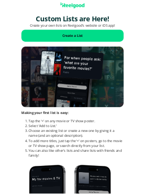 reelgood - Introducing Custom Lists 🎞️