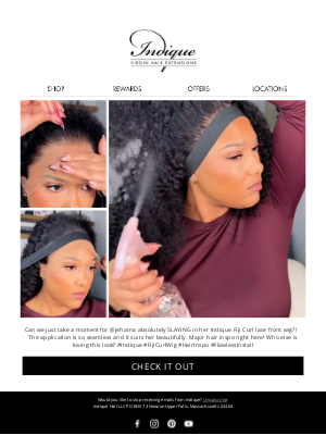 INDIQUE Virgin Hair Extensions - 🎥 See how @jeharna applies our SEA Fiji Curl Lace Front Wig!