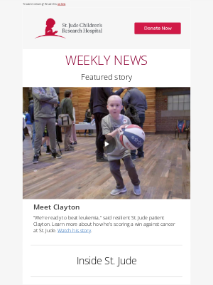 St. Jude Children's Research Hospital - Carol, your weekly update and patient spotlight.