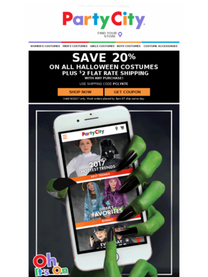 Halloween email design by Party City 