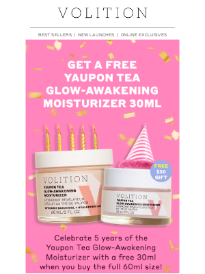 Volition Beauty - Yaupon turns 5! Get a free 30ml when you order the 60ml full-size
