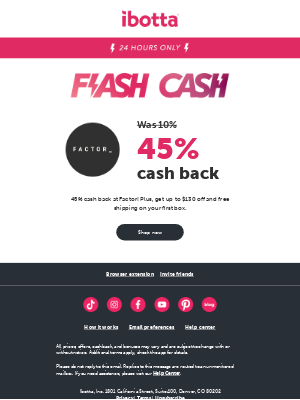 Ibotta - Factor75: 24 Hour Flash Cash ⚡️