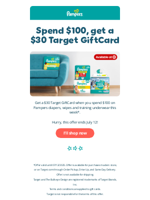 Pampers - Get a FREE $30 Target GiftCard