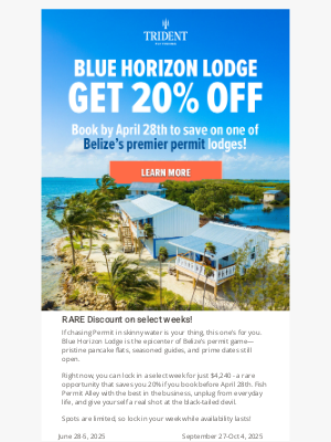 tridentflyfishing.com - Save 20% on Blue Horizon Lodge