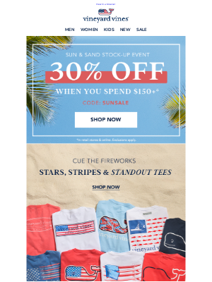 Starry Summer Tees: 30% Off $150+ ⭐️🇺🇸