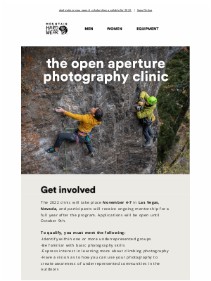 Mountain Hardwear - Apply now for the Open Aperture Photo Clinic.