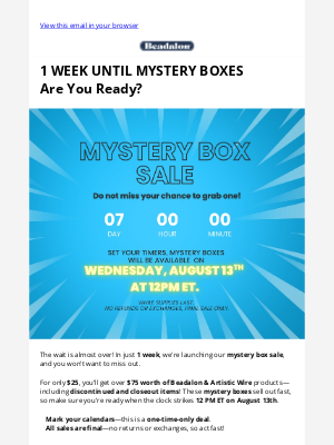 Beadalon - 1 WEEK UNTIL MYSTERY BOXES 🎁 ARE HERE —Are You Ready?