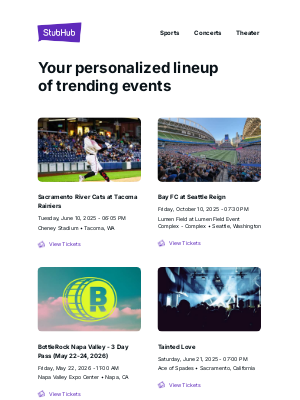 StubHub - Your event lineup: Sacramento River Cats at Tacoma Rainiers