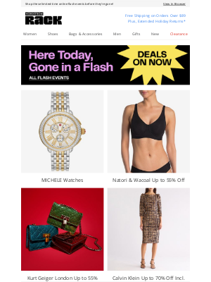 Nordstrom Rack - MICHELE Watches | Natori & Wacoal Up to 55% Off | Kurt Geiger London Up to 55% Off | And More!