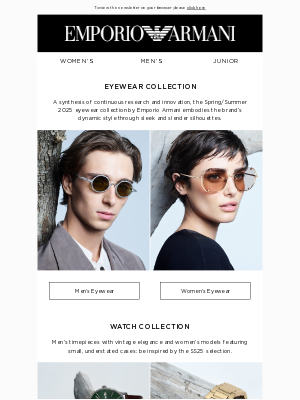 Armani - New arrivals: eyewear, watches and jewellery