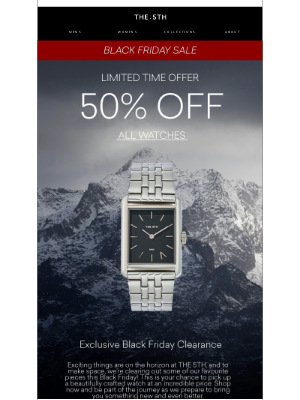 Black Friday - 50% Off All Watches