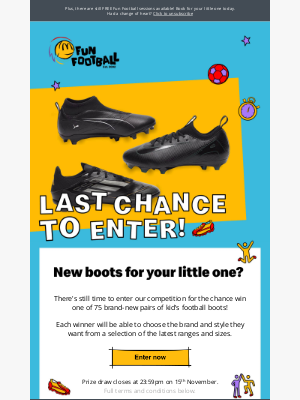 McDonald's (United Kingdom) - Last chance to win kid’s football boots!