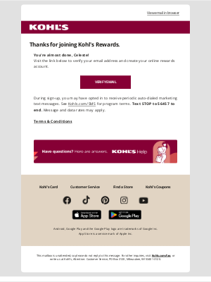 Kohl's - Verify your email address for Kohl’s Rewards.