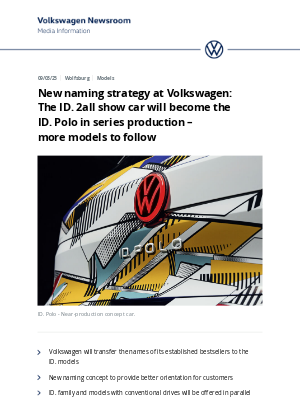 Volkswagen - New naming strategy at Volkswagen: The ID. 2all show car will become the ID. Polo in series production – more models to follow