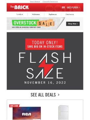 The Brick (CA) - Fresh new deals for today's Flash Sale!