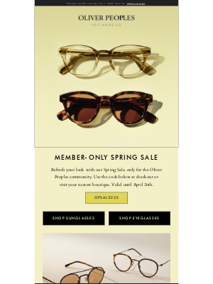 Oliver Peoples - Make the Most of Our Spring Sale