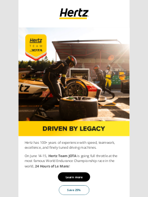 Hertz - 🏎 Start your engine with Hertz Team JOTA + exciting savings