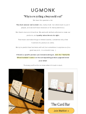Ugmonk - Why is everything always sold out?