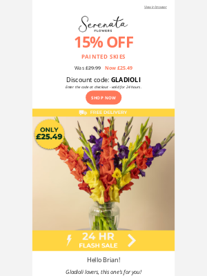 Serenata Flowers (United Kingdom) - ⚡Love gladioli?🧡You’ve got 24 hours💜