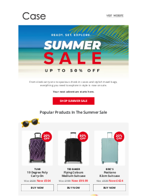 Case Luggage - Ready, Set, Explore - Summer Travel Starts with Up to 50% Off Luggage ☀️