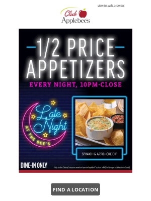 Applebee's - 1/2 Price Appetizers