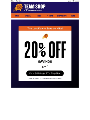 Phoenix Suns - LAST DAY: 20% Off Nike Suns Styles